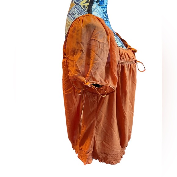 VTG! Y2K LANE Bryant orange peasant top - Picture 5 of 6